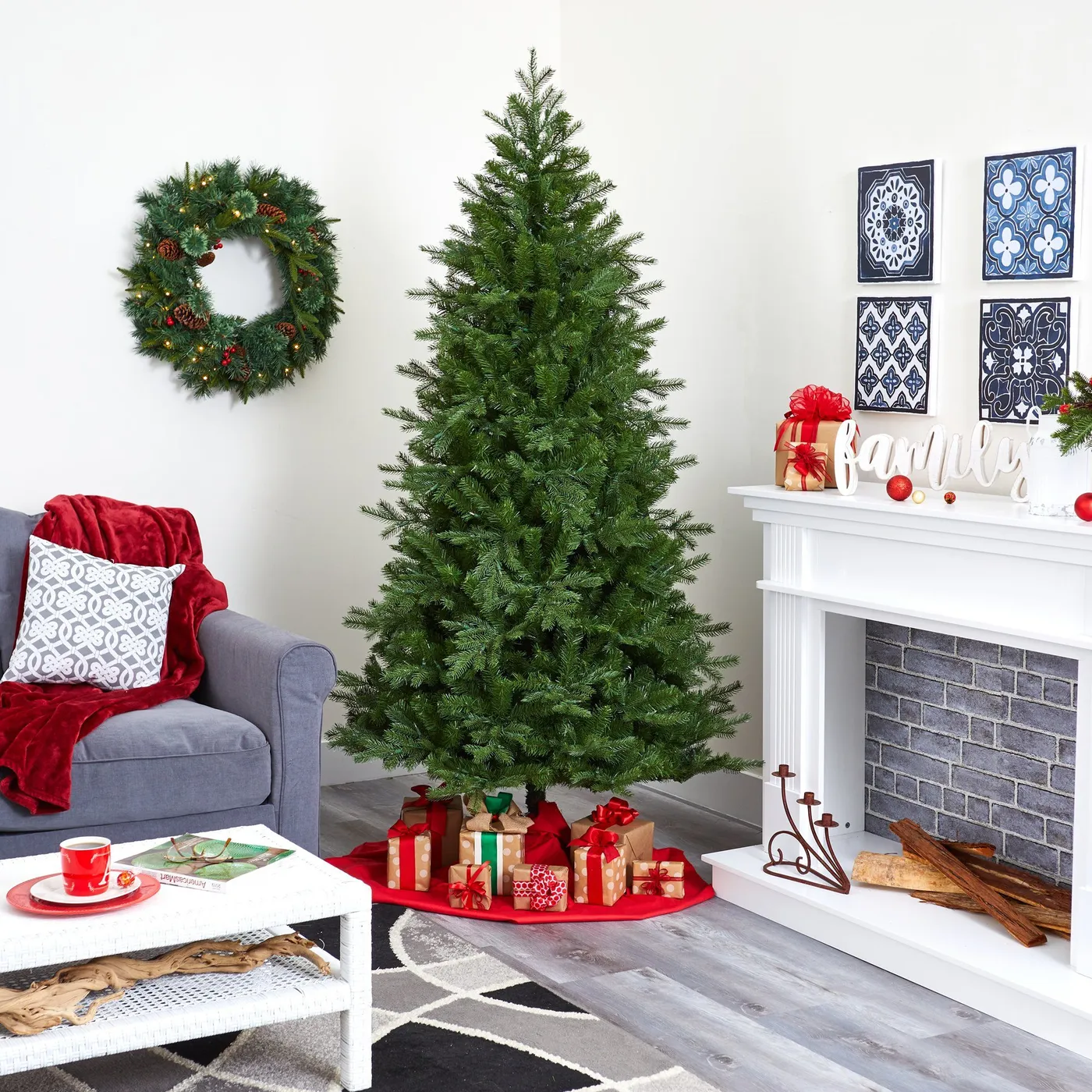Nearly Natural 7ft. Vienna Fir Artificial Christmas Tree with 450 Warm White Lights