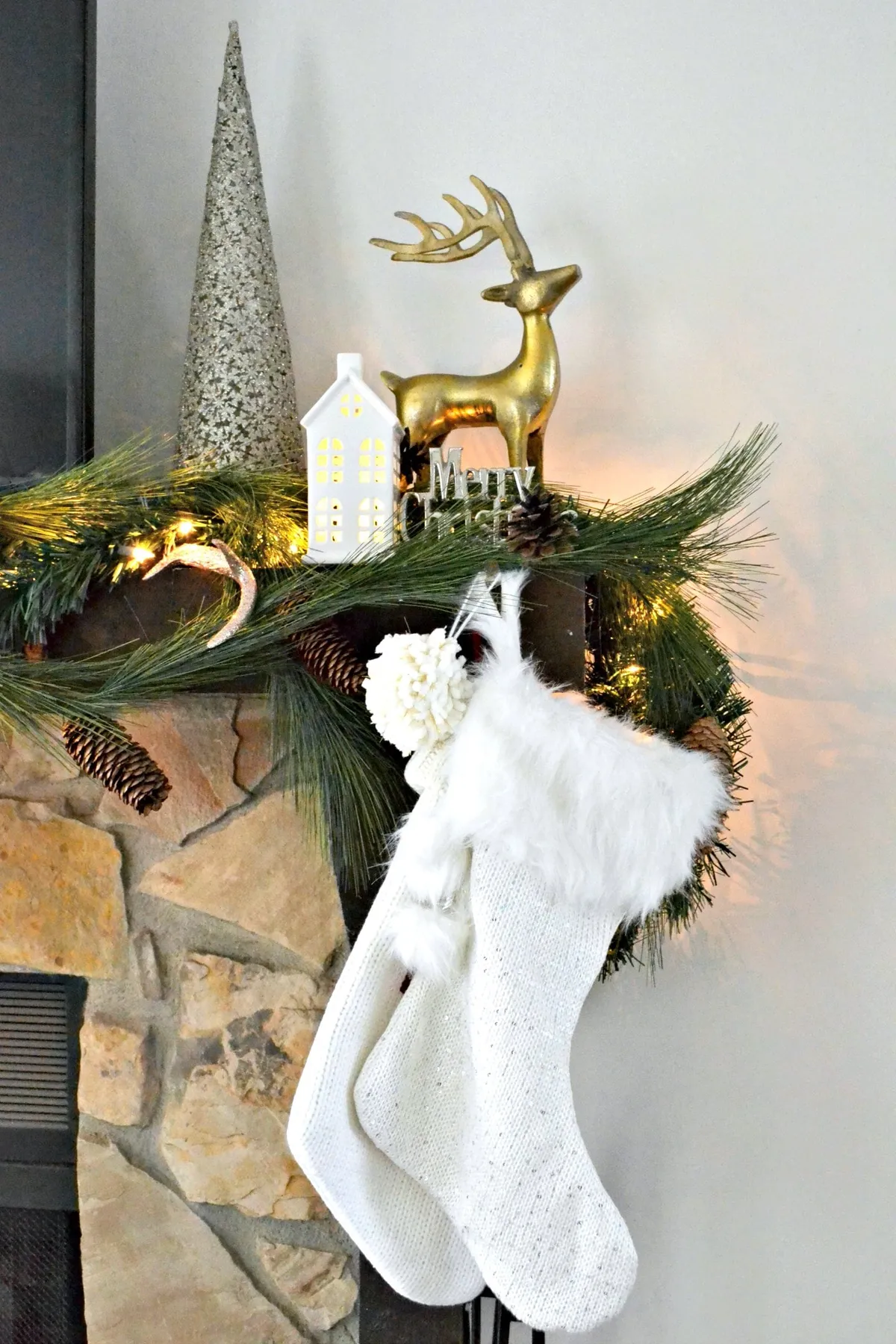 Neutral Christmas Holiday Home Tour: Living Room and Fireplace • Ugly Duckling House