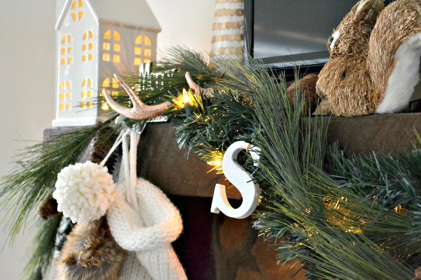 Neutral Christmas Holiday Home Tour: Living Room and Fireplace • Ugly Duckling House