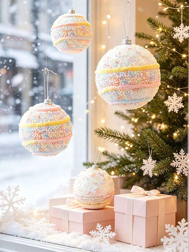 New Macaron Candy Color Foam Christmas Ball Ornaments, Creative Painted  Craft Christmas Tree Decorative Balls, Soft Pastel Tone INS Style Christmas  Hanging Decor, Dessert Shop, Cafe, Restaurant Soft