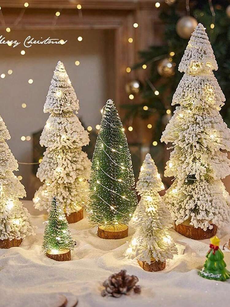 New Tower-Shaped Flocked Cedar Tree Desktop Christmas Tree Ornament, Mini  Pine Needle Tree Christmas Decoration, Mall Hotel Window Display Decor,  Christmas Party Gathering Decoration, Valentine's Da