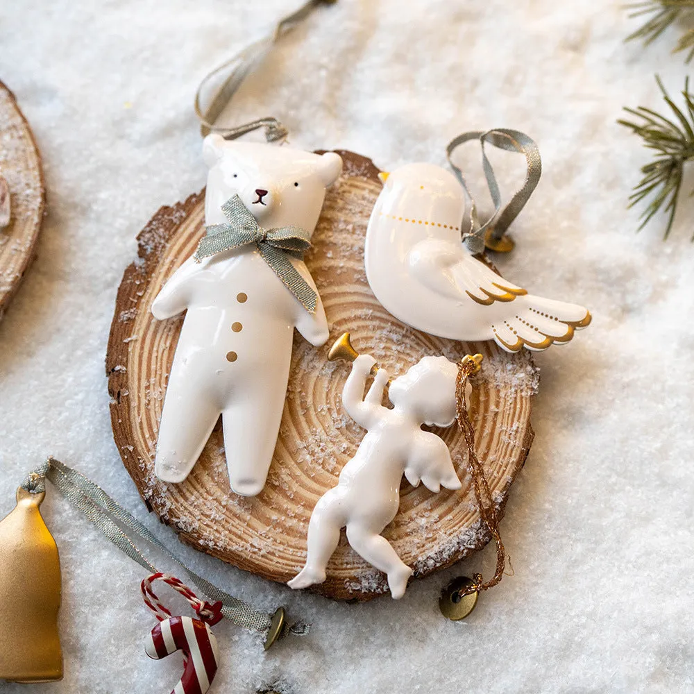 Nordic Christmas Hanging Ornament with Bell, Double-Sided Holiday Tree –  NLM Decor