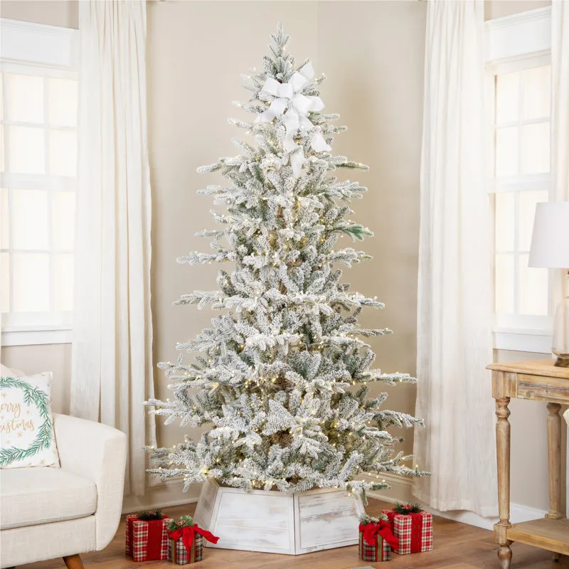 Northlight Pre-Lit Flocked Kodiak Pine IPT Artificial Christmas Tree - 7.5' Dual Color LED