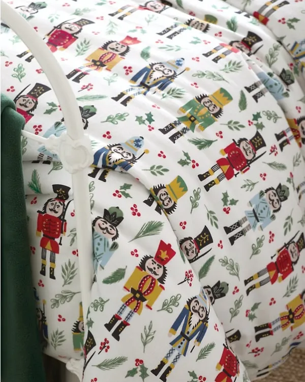 Nostalgic Nutcracker Organic-Cotton Flannel Sheet Set | Garnet Hill