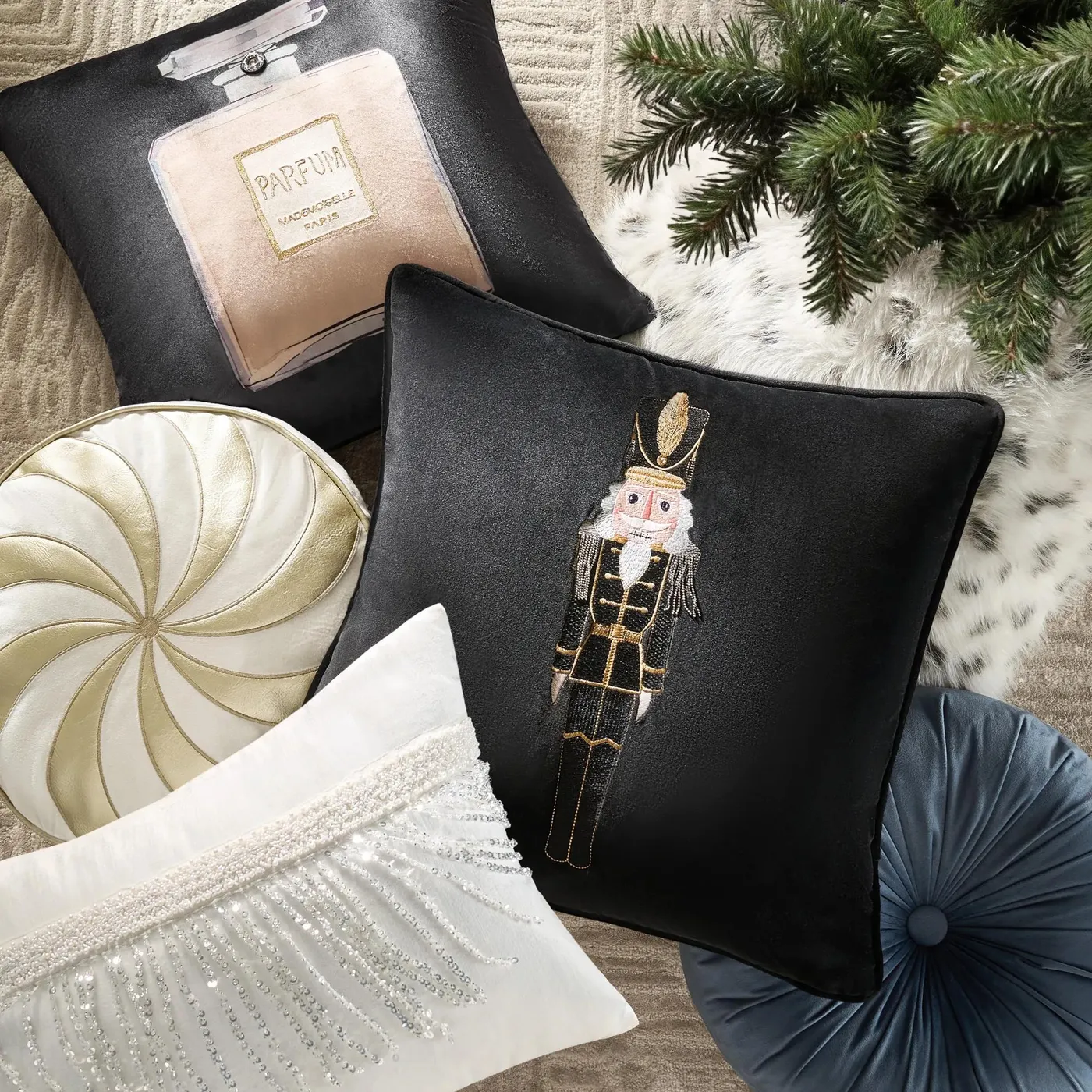 Nutcracker Black Velvet Holiday Pillow 20 | Z Gallerie