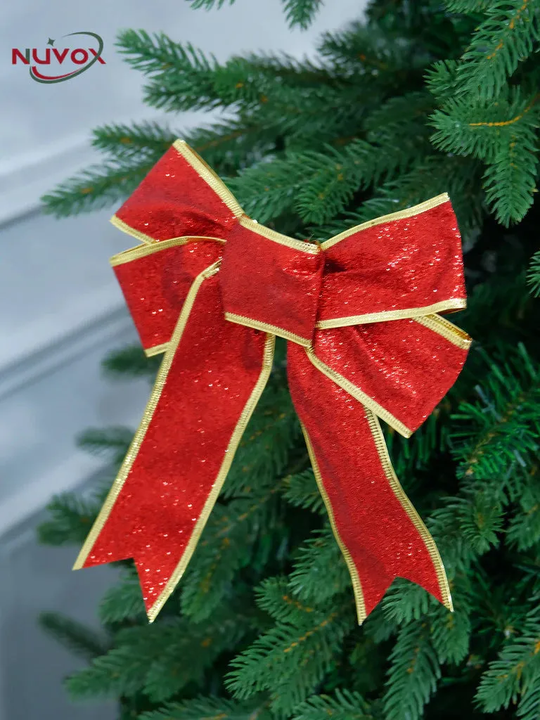 NUVOX 1/5/10Pcs Glitter Christmas Ribbon Bow Xmas Tree Hanging Bowknot –  Nuvox PH Holiday Elegance