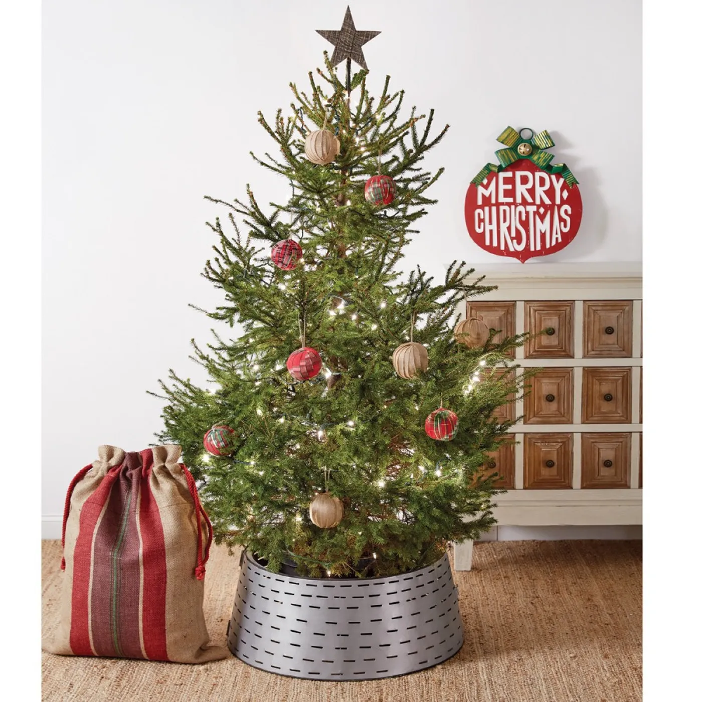 Olive Bucket Christmas Tree Collar | Farmhouse Christmas Décor