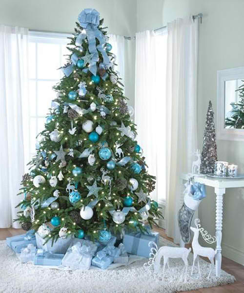 Out of Stock Christmas Tree with Blue and Silver Decoration - Angel Florist