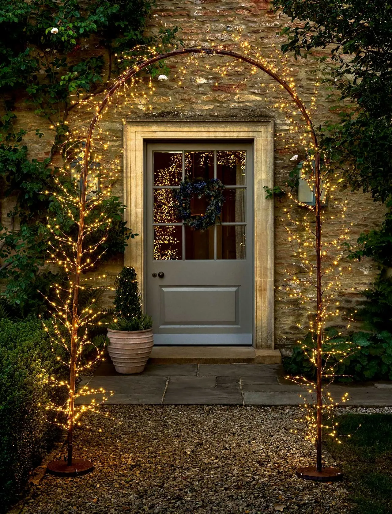 Outdoor Light Up Arch Frame Micro Led 1440 Bulbs - Steel, Warm