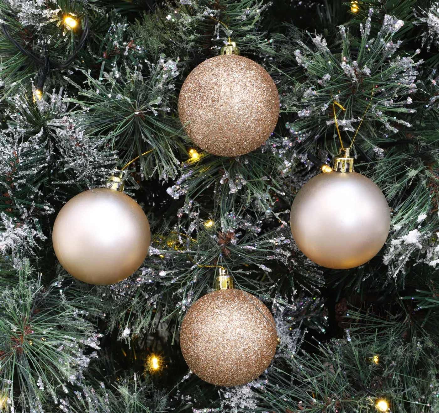 Pack of 10-70mm Luxury Rose Gold Baubles - Matte & Glitter Decorated - Christmas  Tree Decorations - Christmas Shop