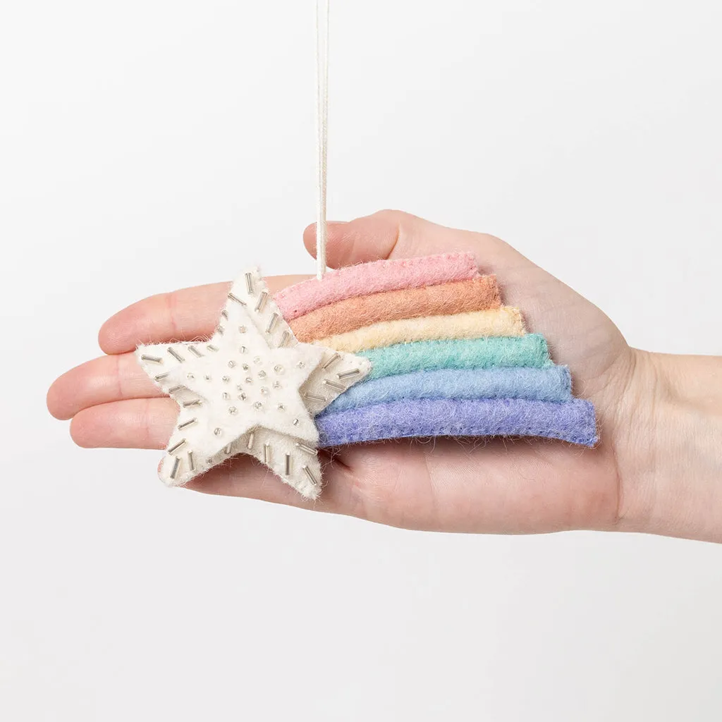 Pastel Rainbow Shooting Star Ornament
