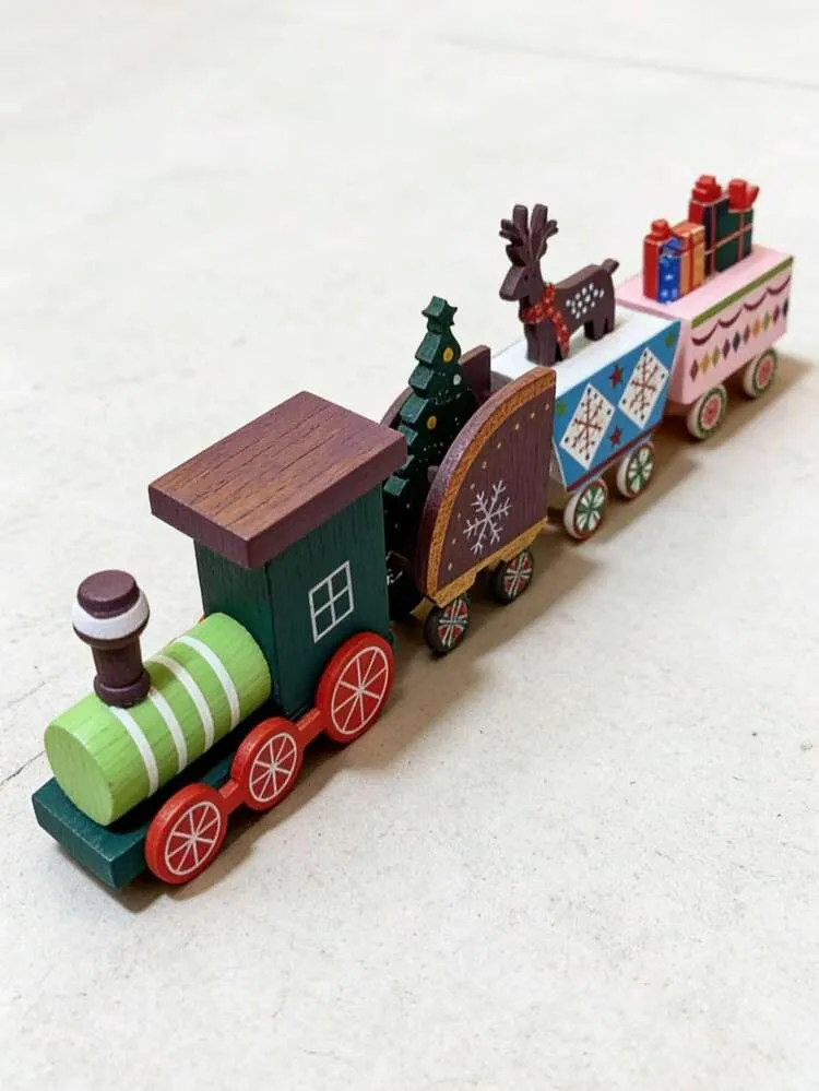 Pc Colorful Christmas Wooden Train Ornament, Christmas Tabletop Decor, Creative Merry Chirstmas Gifts, Chirstmas Gift Prop Window Display, Chirstmas Decoarions 2025, Winter Holiday Christmas Room Be