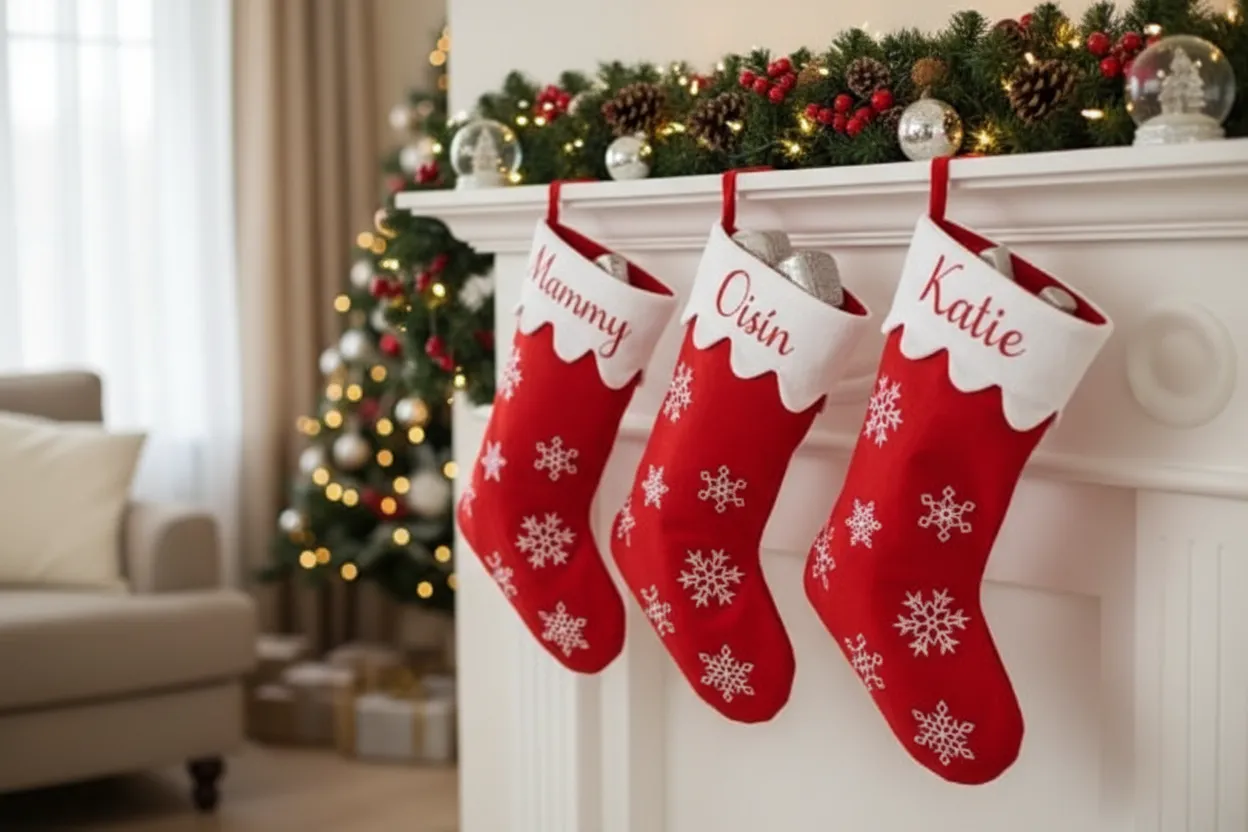 Personalised Christmas Stocking - Snowflake design | Babygifts.ie
