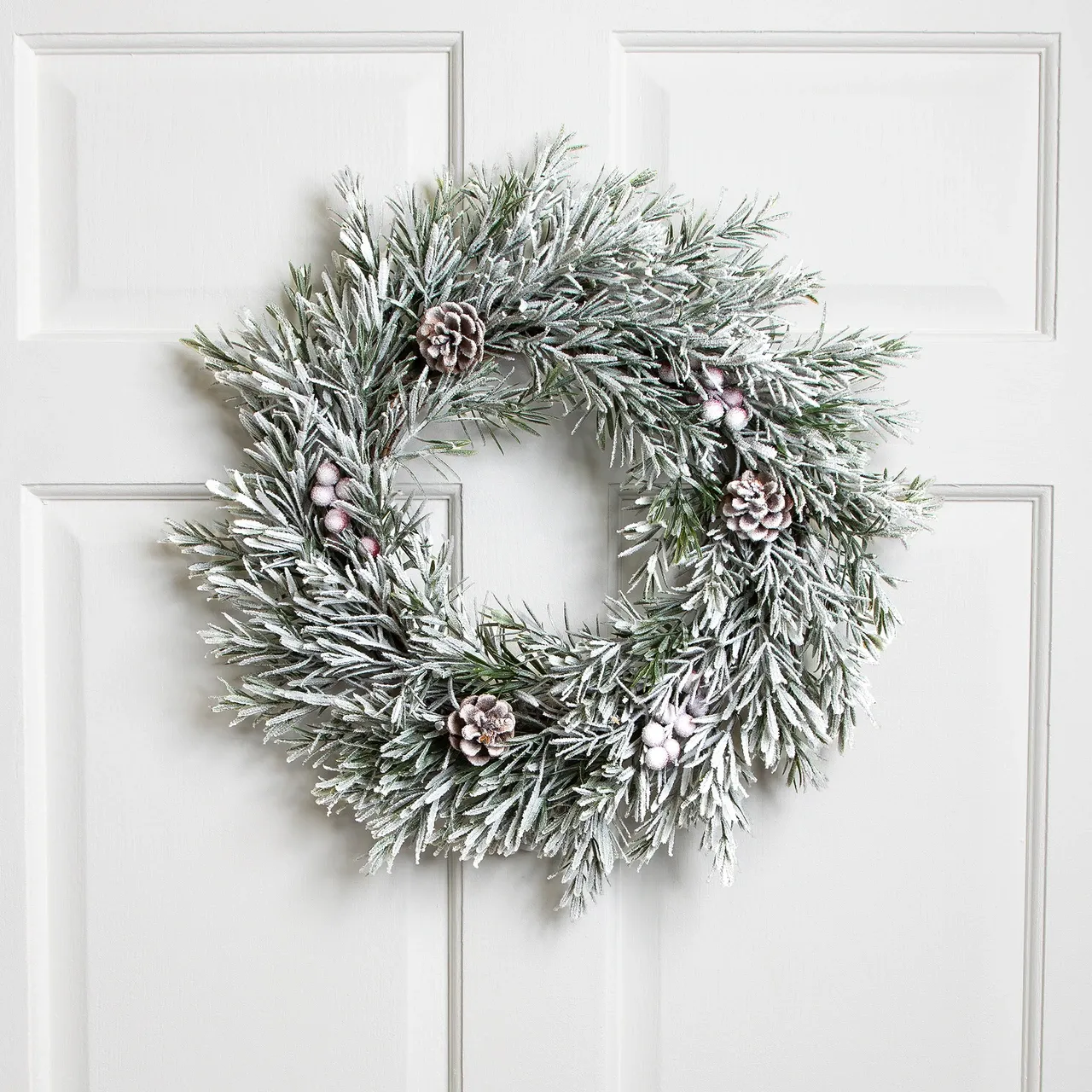 Pine Cones & Berries Flocked Pine Artificial Christmas Wreath - 20' - Unlit  | Christmas