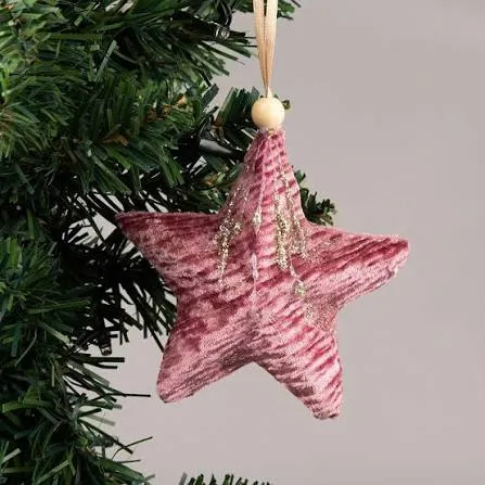 Pink Burgundy Star 10.5cm - Christmas Tree Hanging Decorations Ornaments  Themed,3pcs - Tesco Groceries