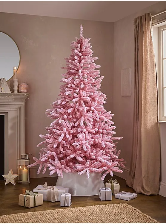 Pink Flocked Unlit Christmas Tree 7ft | Christmas | George at ASDA