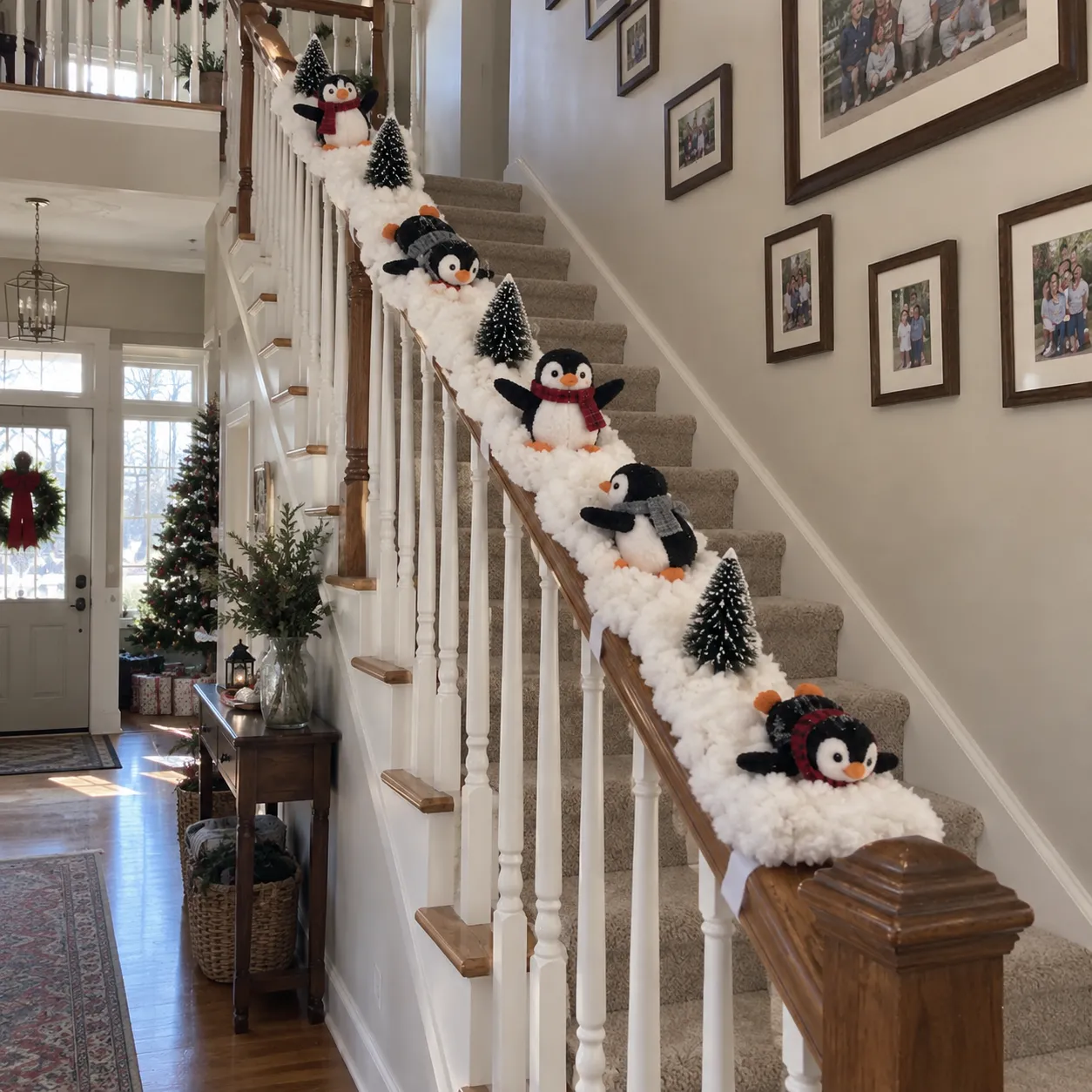 Playful Penguin Snowy Stair Railing Decor – ahlwoplus