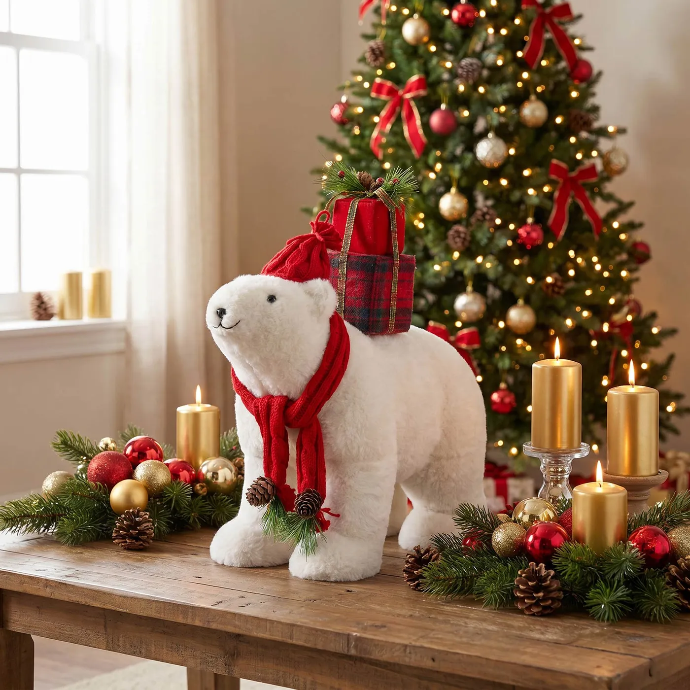Plush Polar Bear Carrying Gift Boxes White 16' | eFavormart