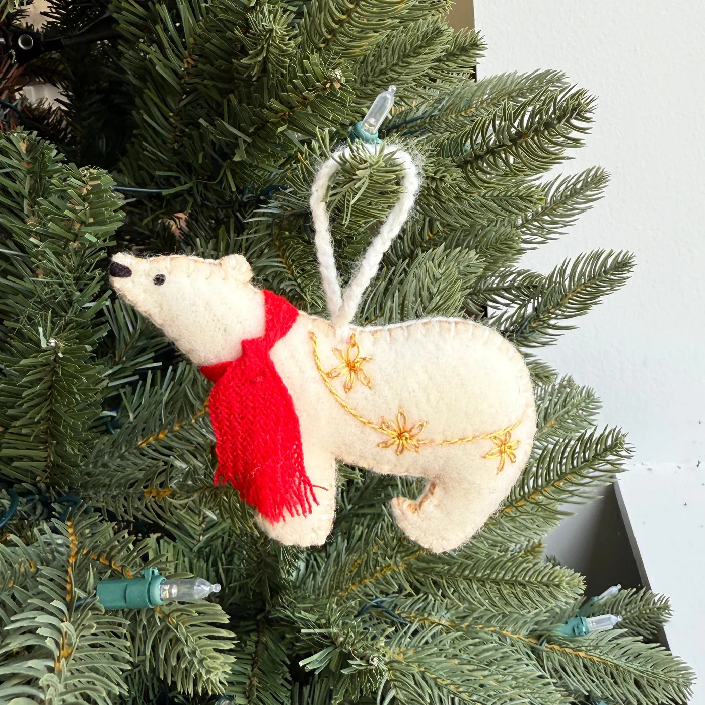 Polar Bear Ornament, Embroidered Wool Fair Trade Christmas Decor | Ornaments  4 Orphans®