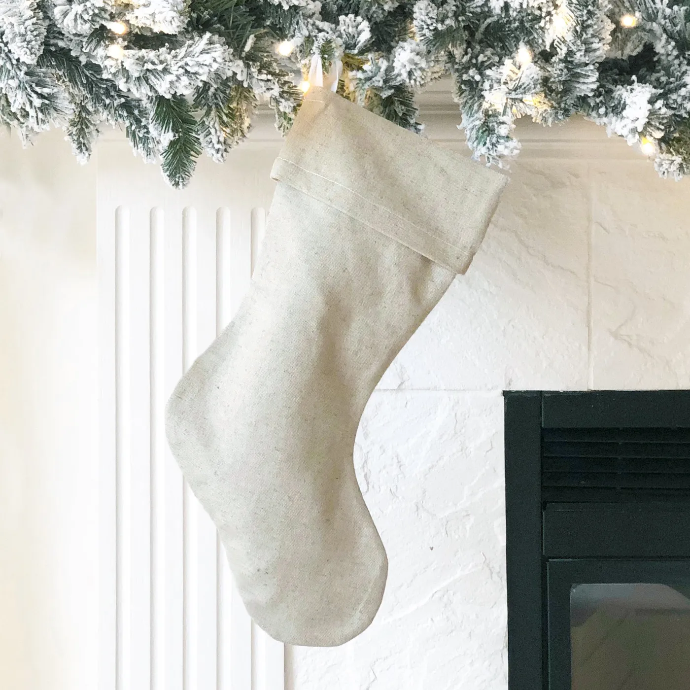 Porter Lane Home Natural Linen Christmas Stocking