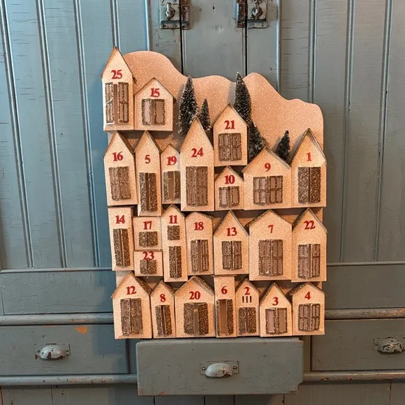 Pottery Barn Advent Calendar Dupe - My Creative Days Pottery Barn lit glitter houses advent calendar