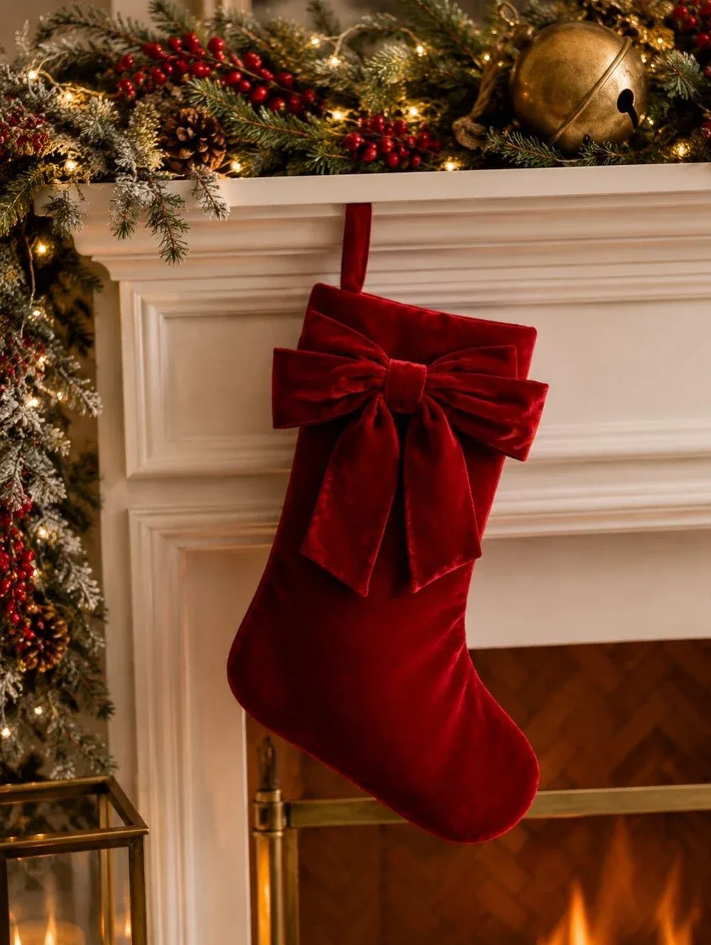 Pottery Barn | Holiday | Pottery Barn Classic Velvet Christmas Stocking Red  Bow Holiday Mantel Decor 2 | Poshmark