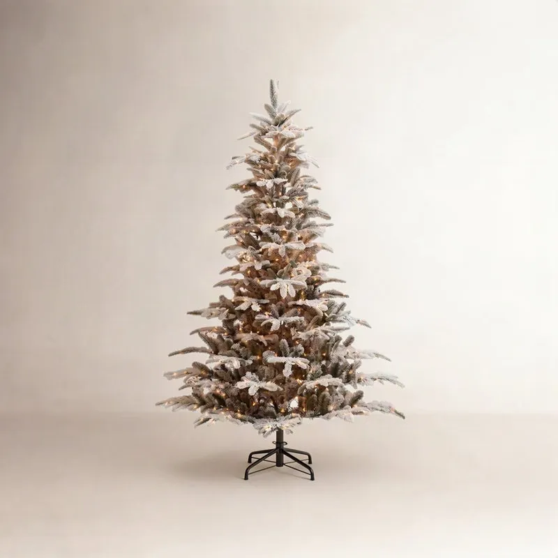 Pre-lit Aspen Flocked 7.5' White/Green Fir Trees Artificial Christmas Tree with 700 Warm White Lights The Holiday Aisle