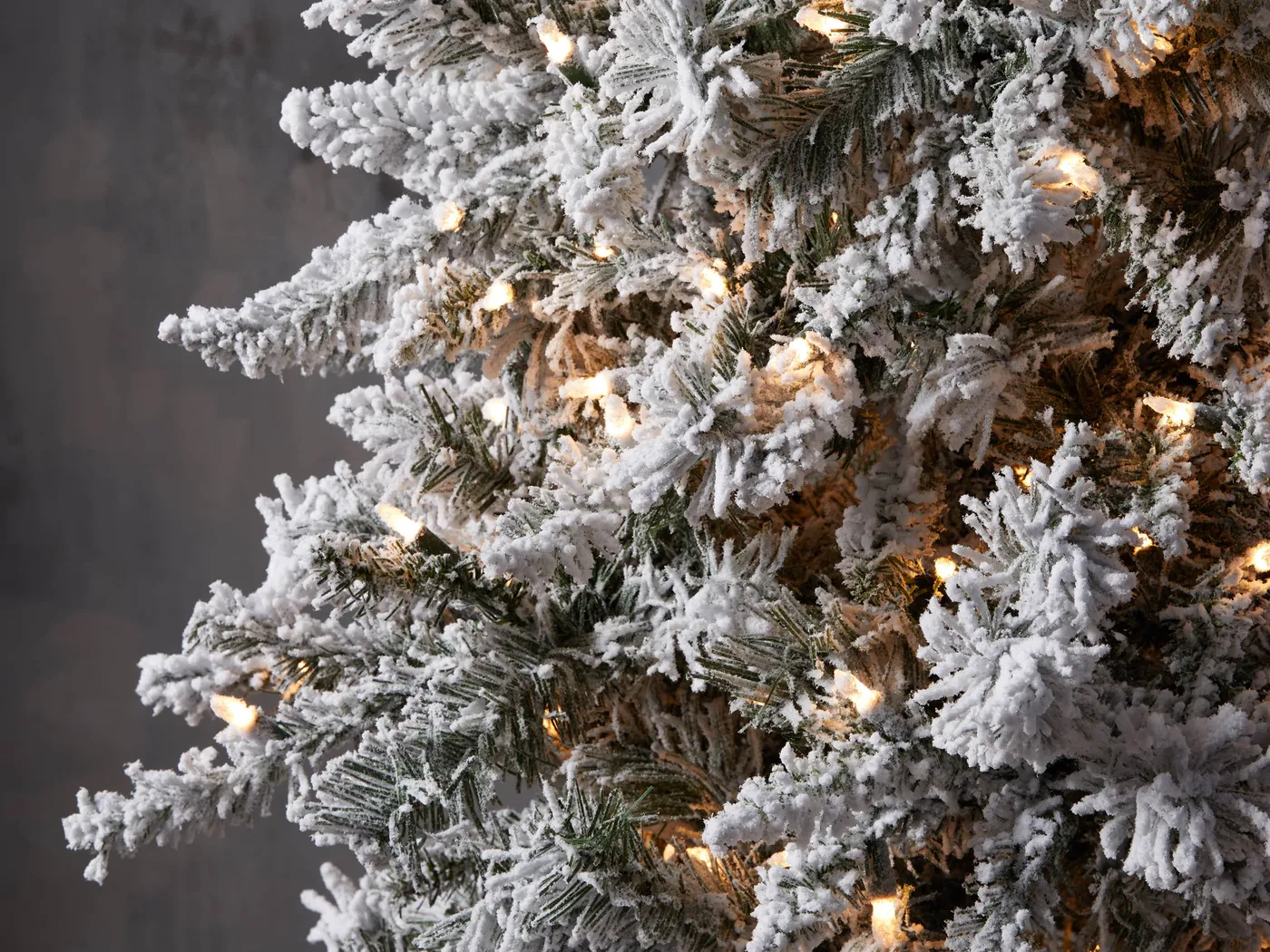 Pre-Lit Flocked Faux Spruce Tree In Plastic 7.5' In White | Arhaus