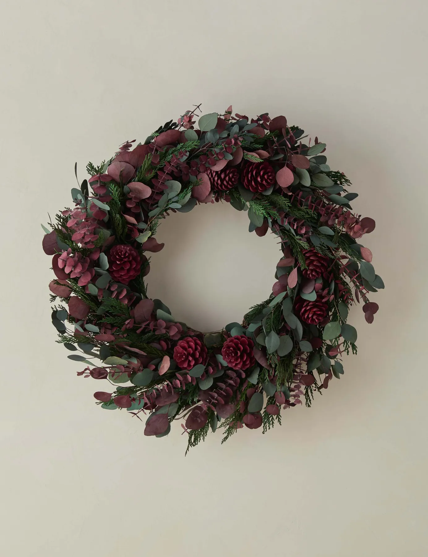 Preserved Eucalyptus and Pinecone Wreath