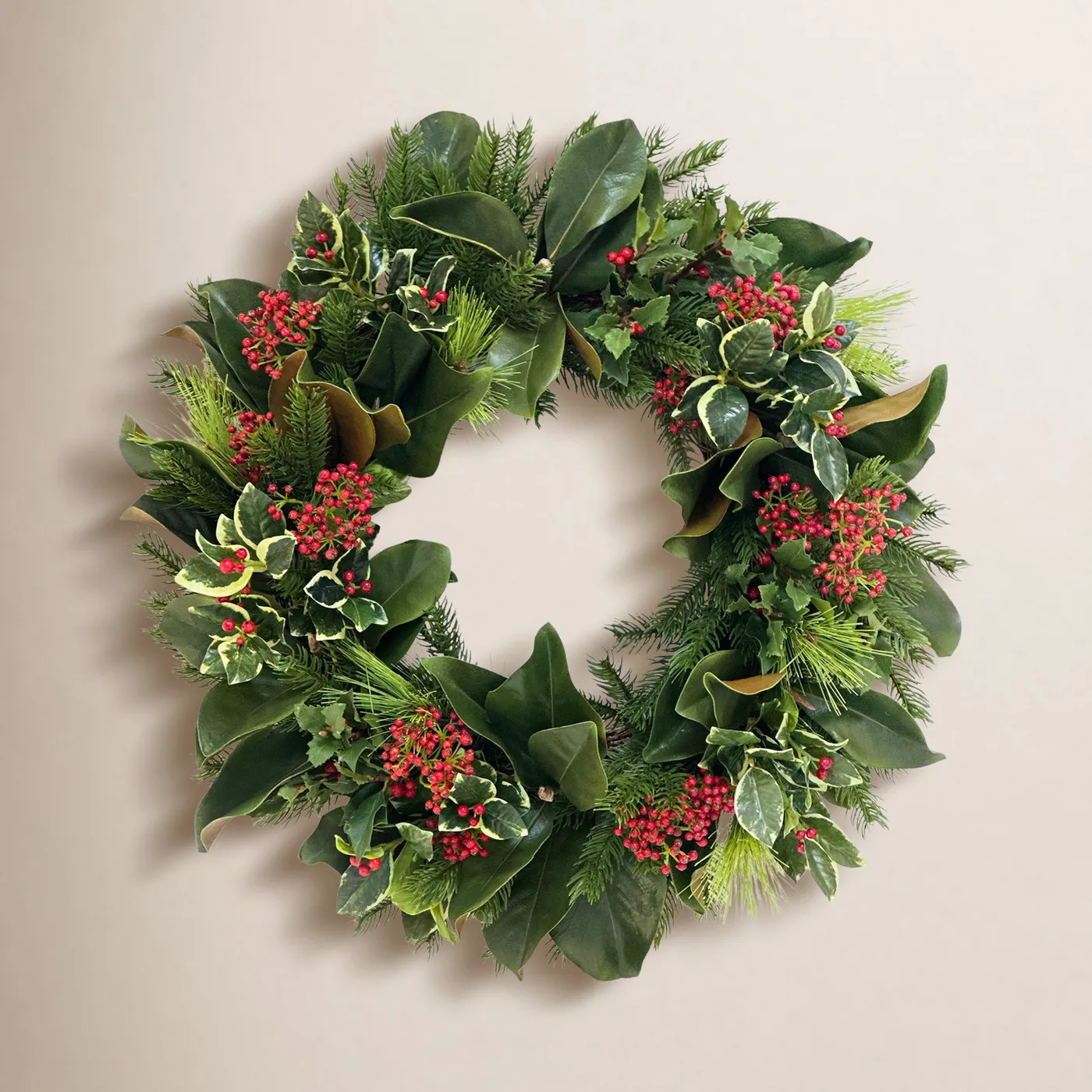 Primrue MAGNOLIA HOLLY WREATH | Birch Lane