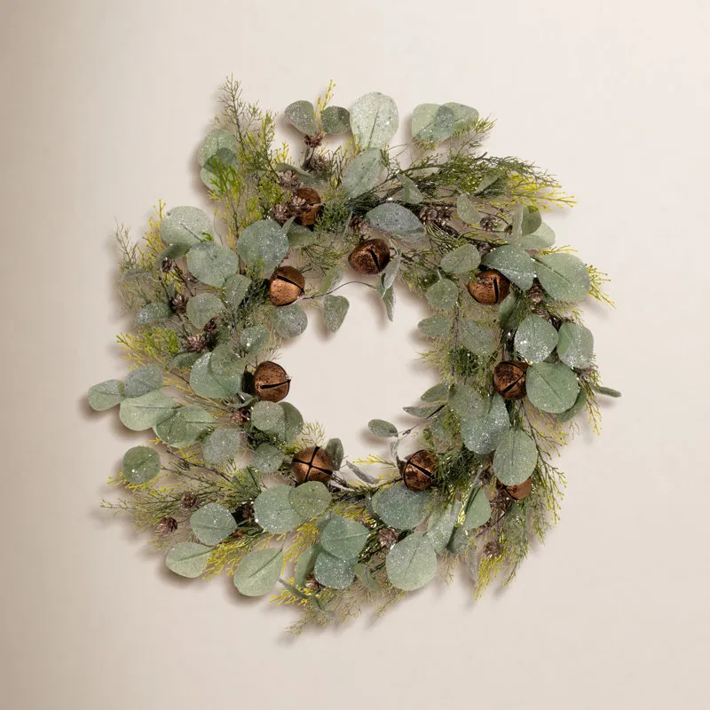 Primrue Winter Cedar, Pinecone, Eucalyptus, and Brown Jingle Bell 22' PVC  Wreath | Birch Lane