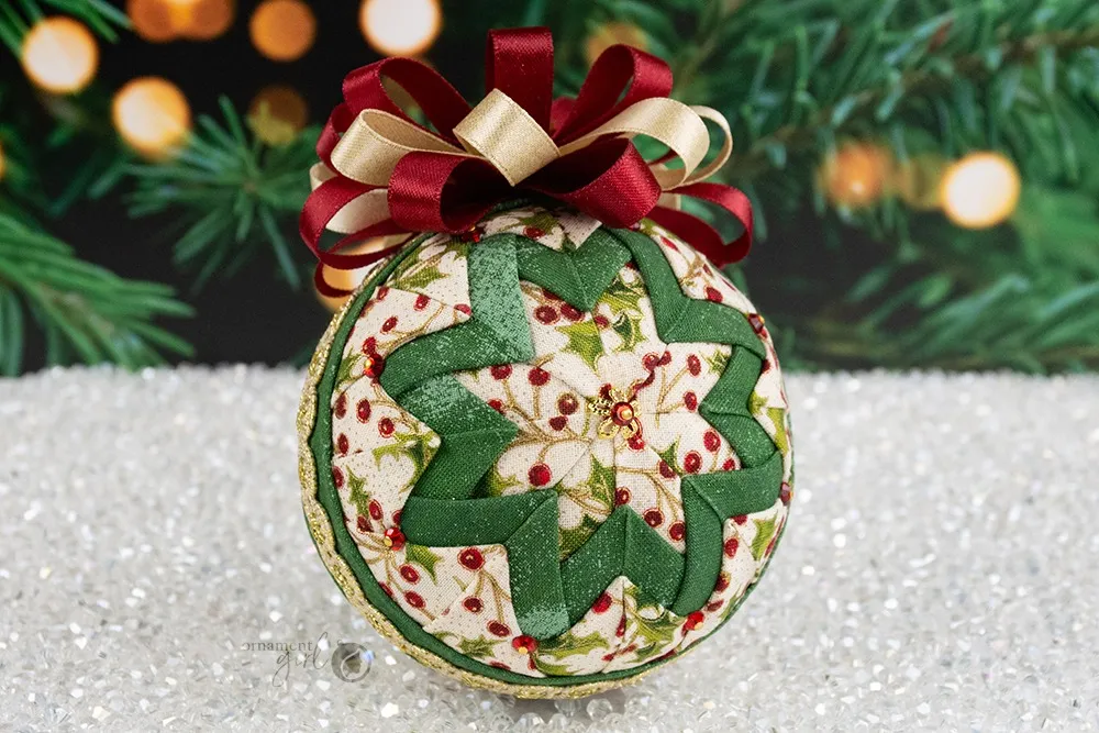 Quilted Ball 'Basic Star' Ornament Pattern e-Book - No Sew - Learn to use both ribbon AND fabric.