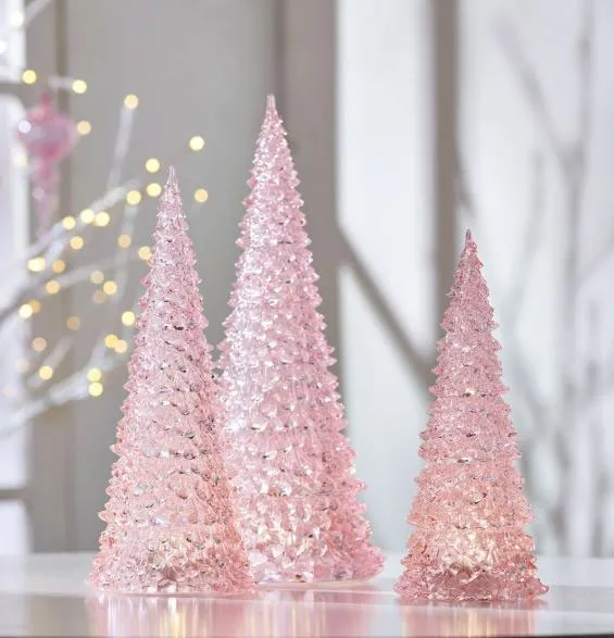 Raz 15.5' Set of 3 Lighted Pink Christmas Trees 4416231