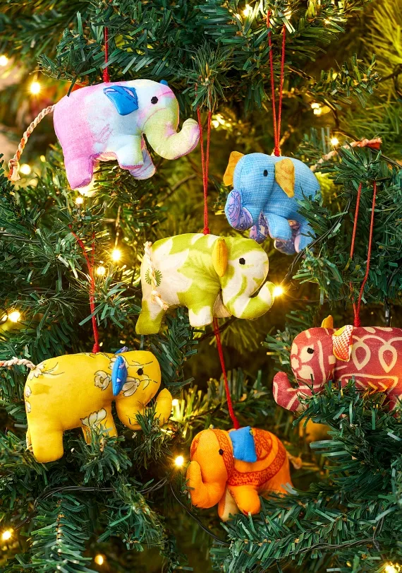 Recycled Sari Elephant Christmas Decoration | Save the Children Shop