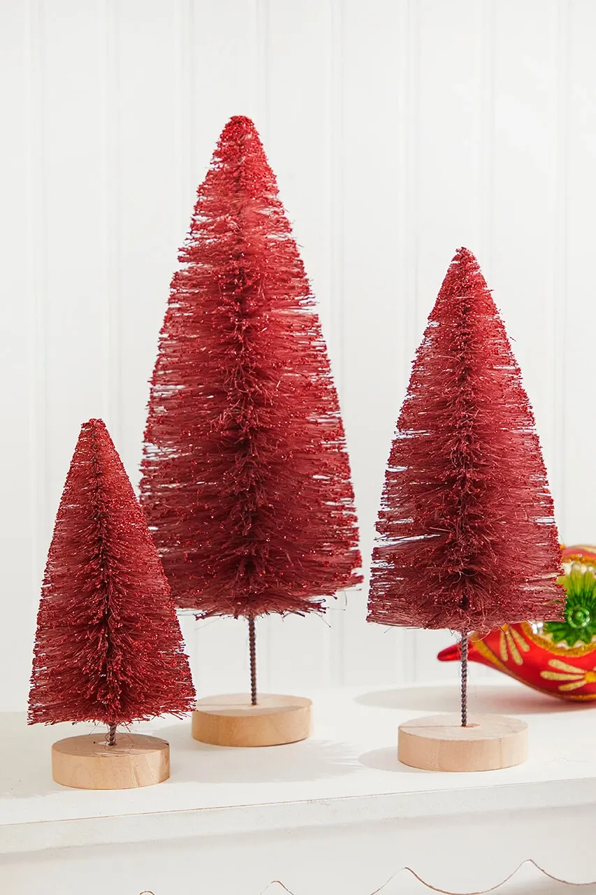 Red Bottlebrush Tree Set of 3