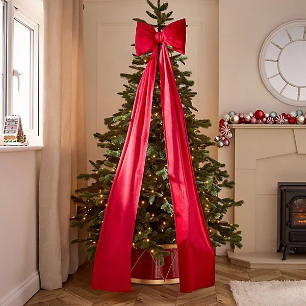 Red Bow Christmas tree topper