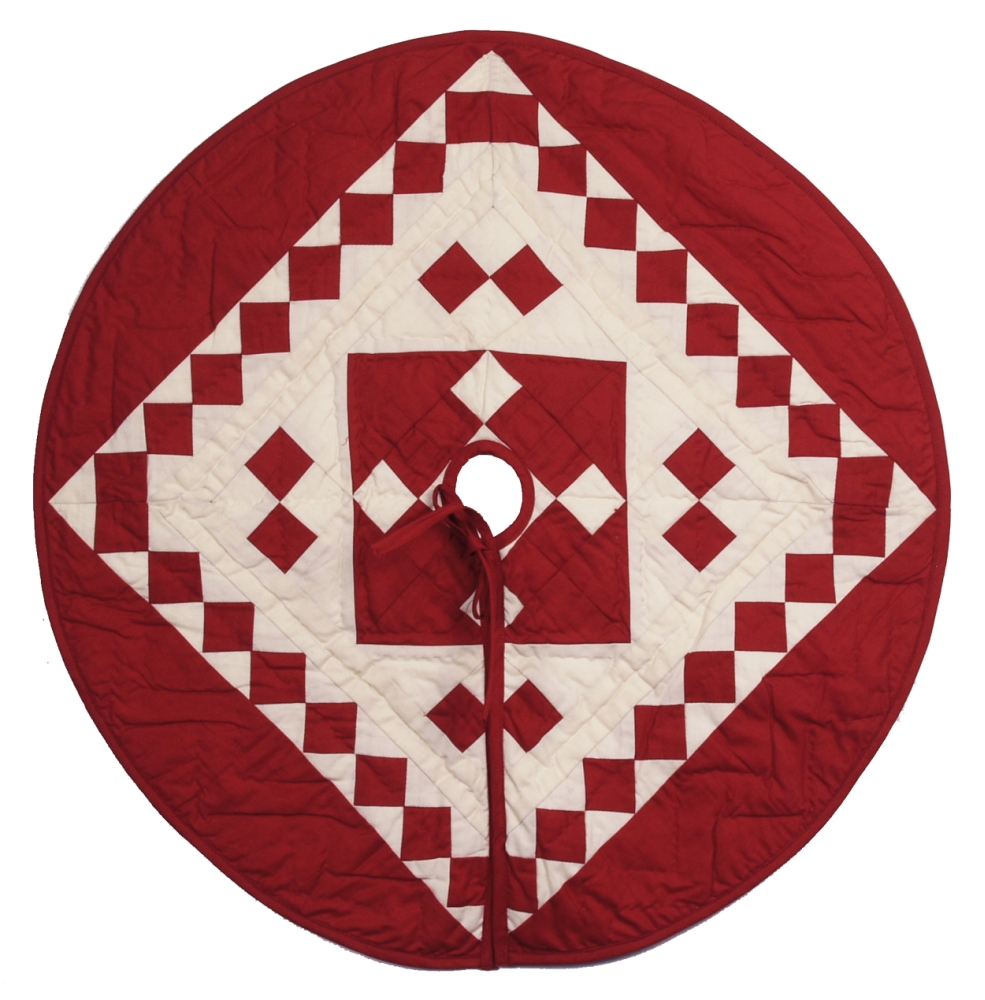 Red Diamond Square Christmas Tree Skirt 24' Diameter