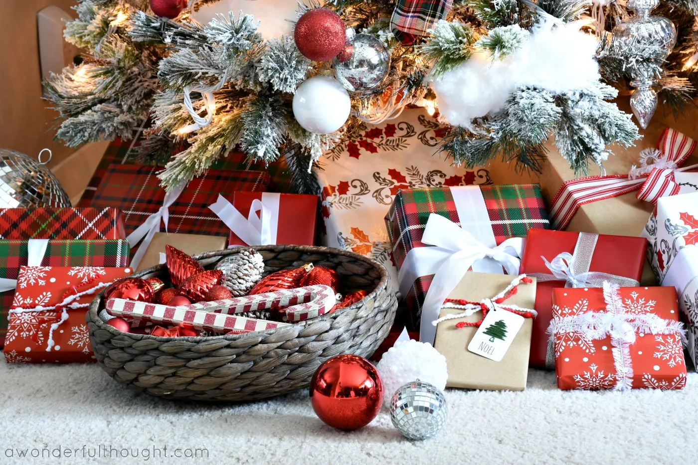 Red, Green and Plaid Christmas Tree - A Wonderful Thought