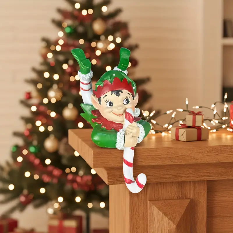 red green christmas elf shelf desktop decoration candy cane - Temu Bahrain