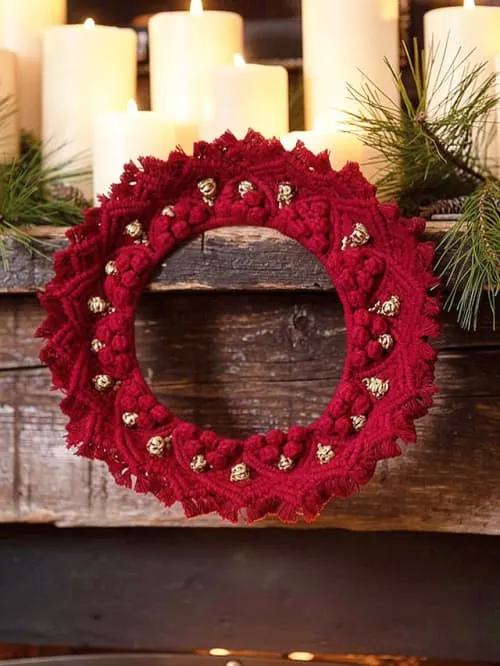 Red Macrame Christmas Wreath by macramestories | Wescover Wall Hangings