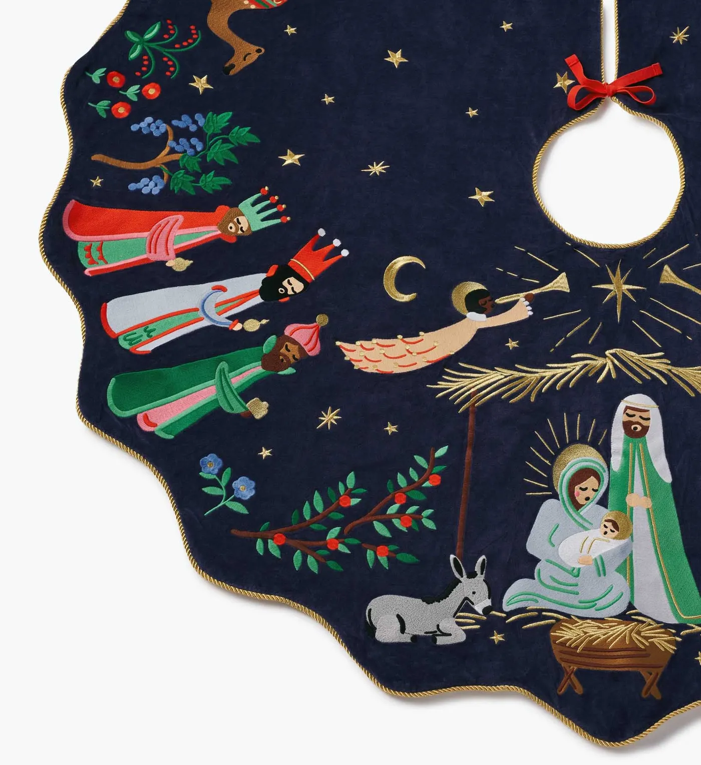Rifle Paper Co. Embroidered Tree Skirt Nativity