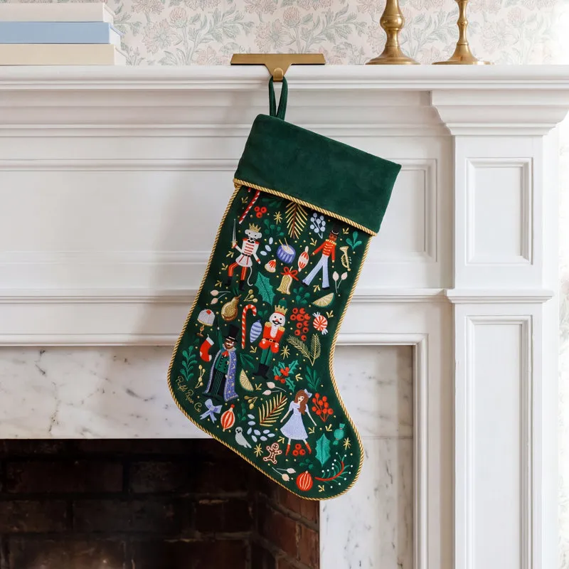 Rifle Paper Co. Embroidered Velvet Stocking | Birch Lane