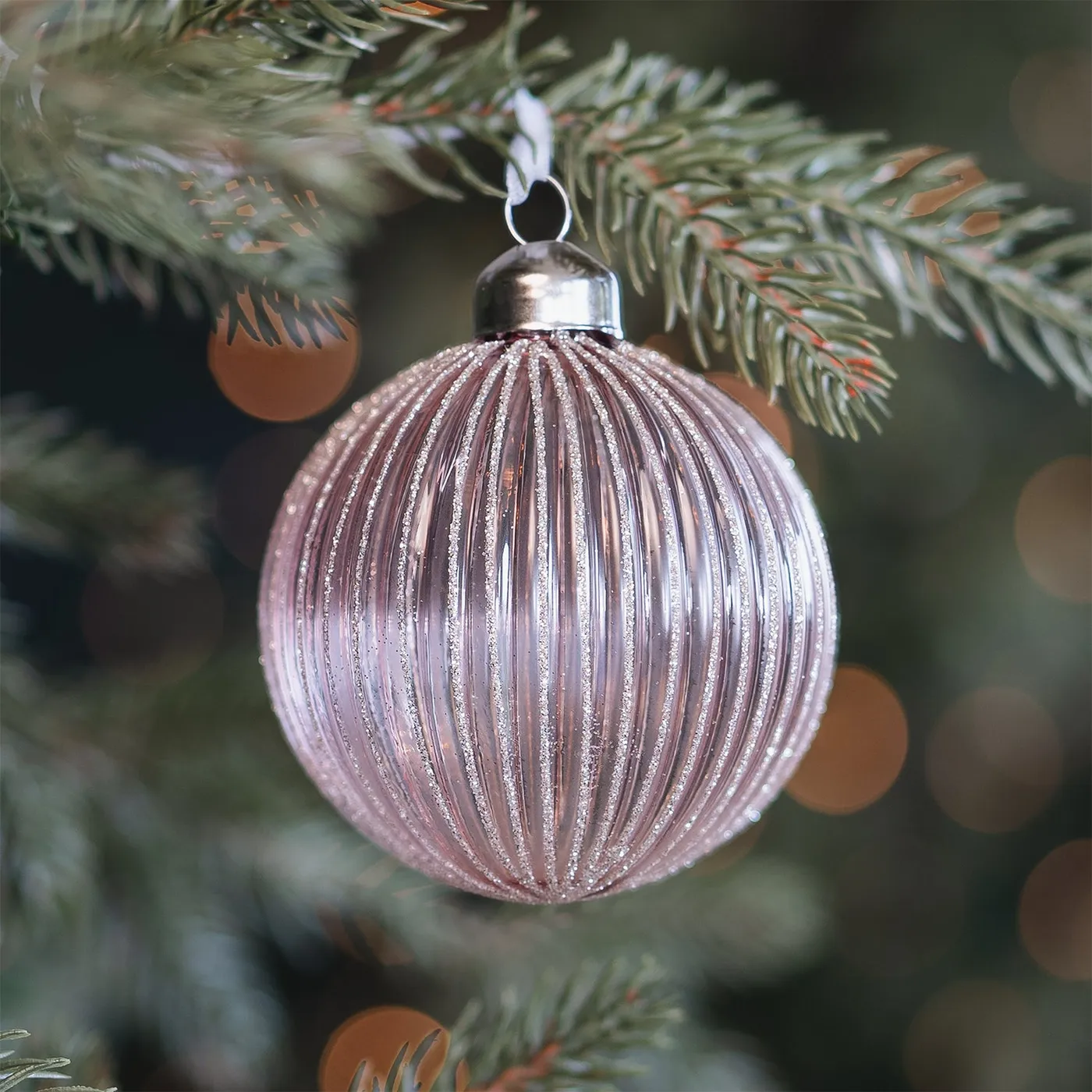 Romantic Light Pink Christmas Bauble with Transparency