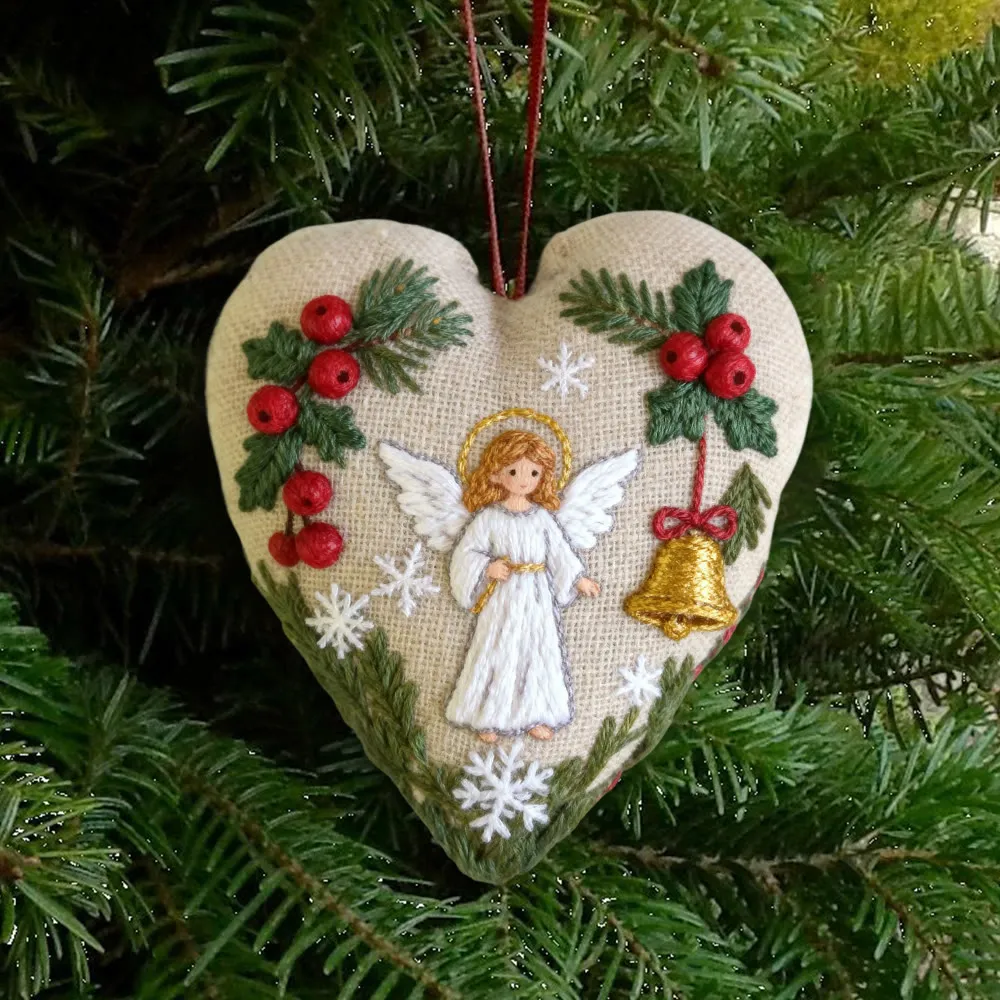 Rubbyoo Heart Embroidery Kit - Angel Blessing | Handmade Christmas  Collection | Home Hanging Craft