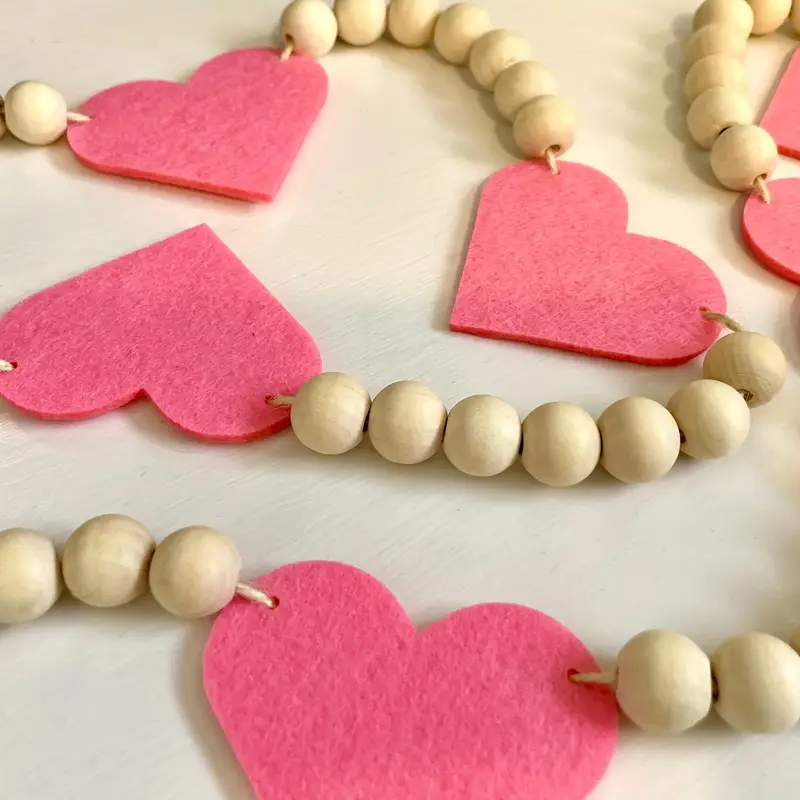 rustic farmhouse valentines day garland pink felt hearts - Temu