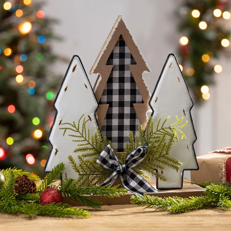 Rustic Wood Holiday Trees With Pine & Bow 12'H The Holiday Aisle