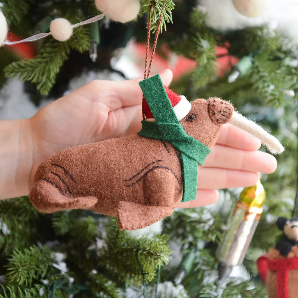 Santa Walrus Ornament | Handmade Felt Arctic Holiday Decor – Craftspring