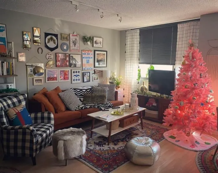 Senjie Pink Artificial Christmas Tree Review | Apartment Therapy