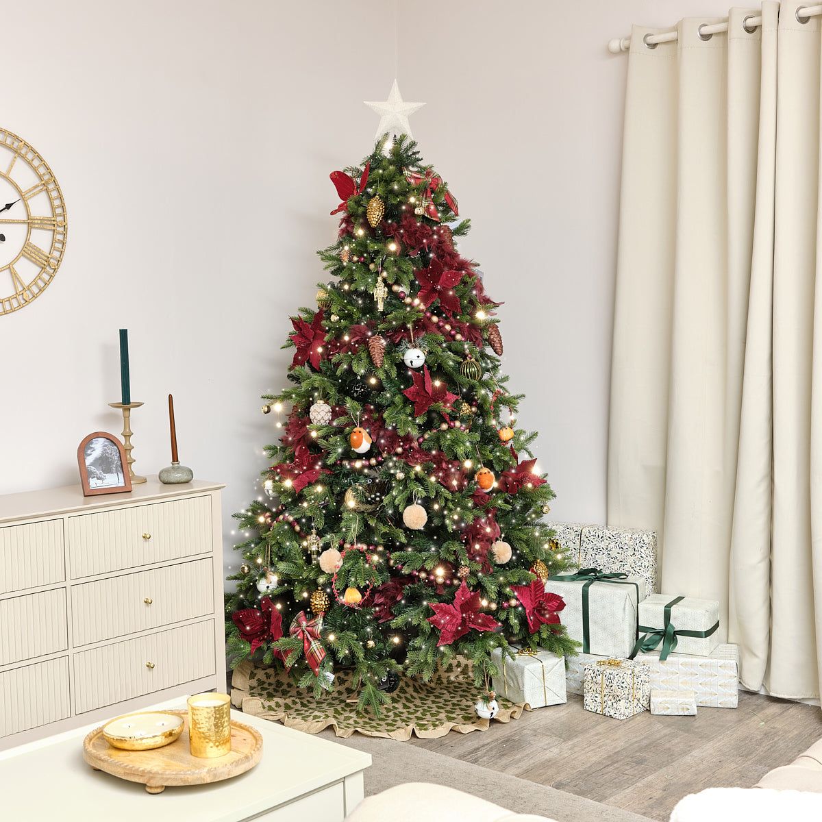 Set of 3 Burgundy Velvet Poinsettia Floral Tree Decorative Picks - 22c –  Windsor Browne