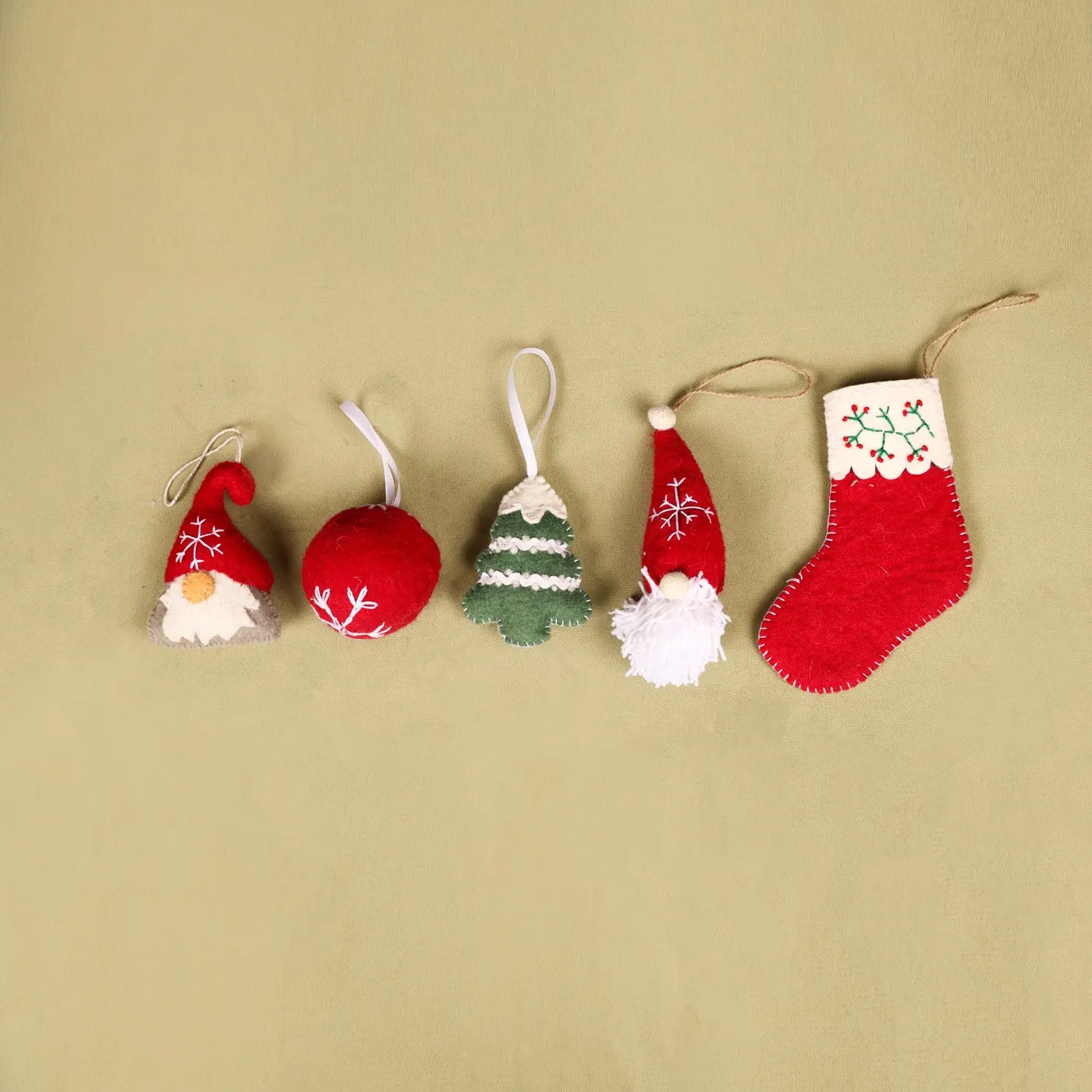 Set Of 5 Pcs Handmade Felt Christmas Decoration – CITRAYA